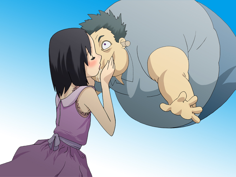 closed_eyes, copyright_request, dress, earplugs, eyes_closed, inflation, kiss, lol