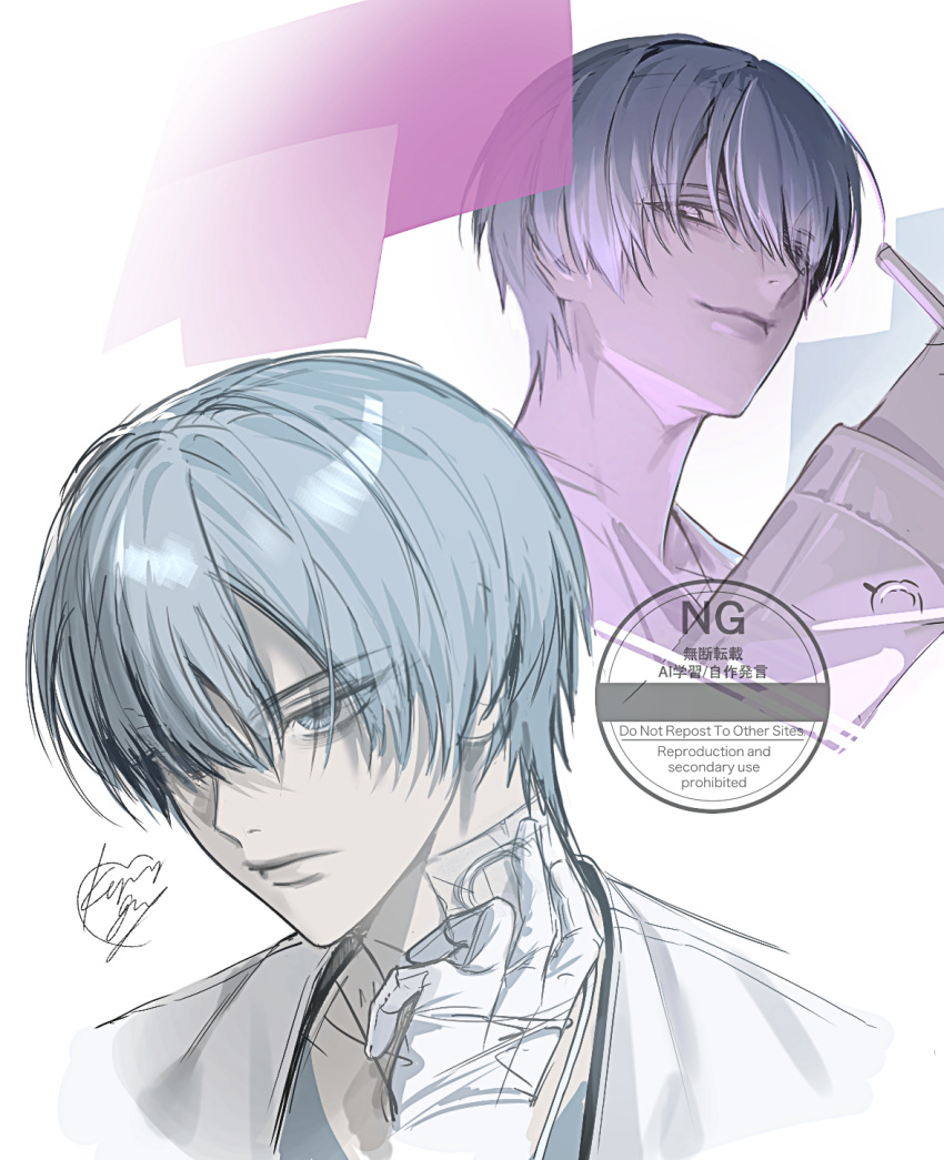 1boy, bags_under_eyes, calyx_(ff14), coat, final_fantasy, final_fantasy_xiv, gloves, grey_eyes