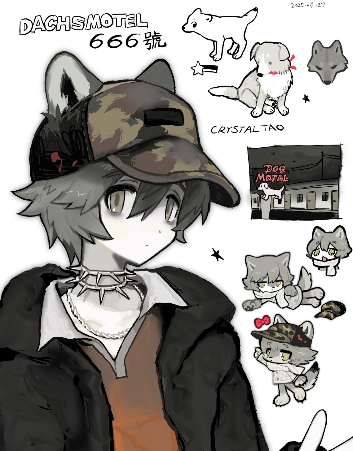 1boy, animal, animal_ears, animalization, baseball_cap, black_jacket, brown_shirt, camouflage_headwear