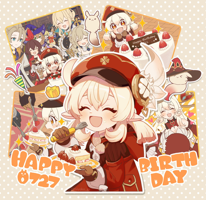 3boys, 6+girls, :d, albedo_(genshin_impact), alice_(genshin_impact), amber_(genshin_impact), animal, aoyagi_(ao0701yagi)