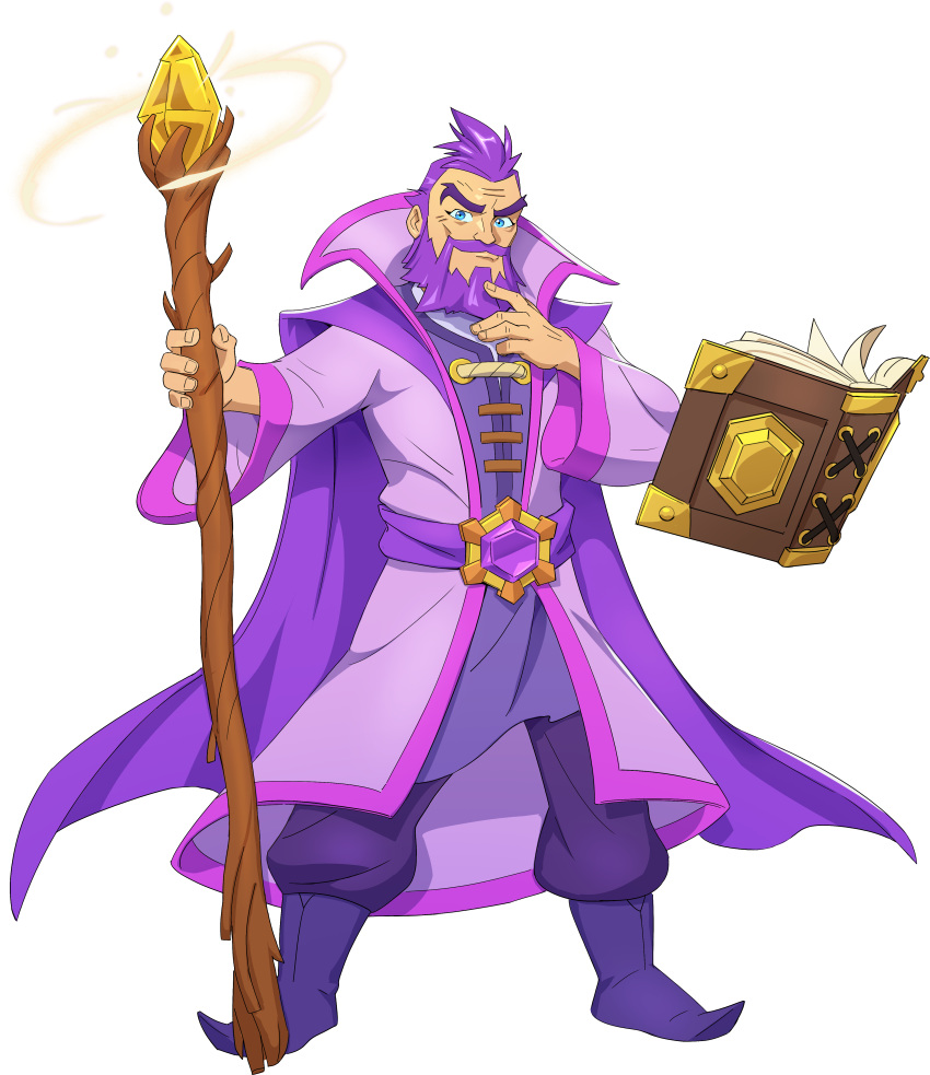 1boy, absurdres, beard, blue_eyes, book, boots, cape, clash_of_clans