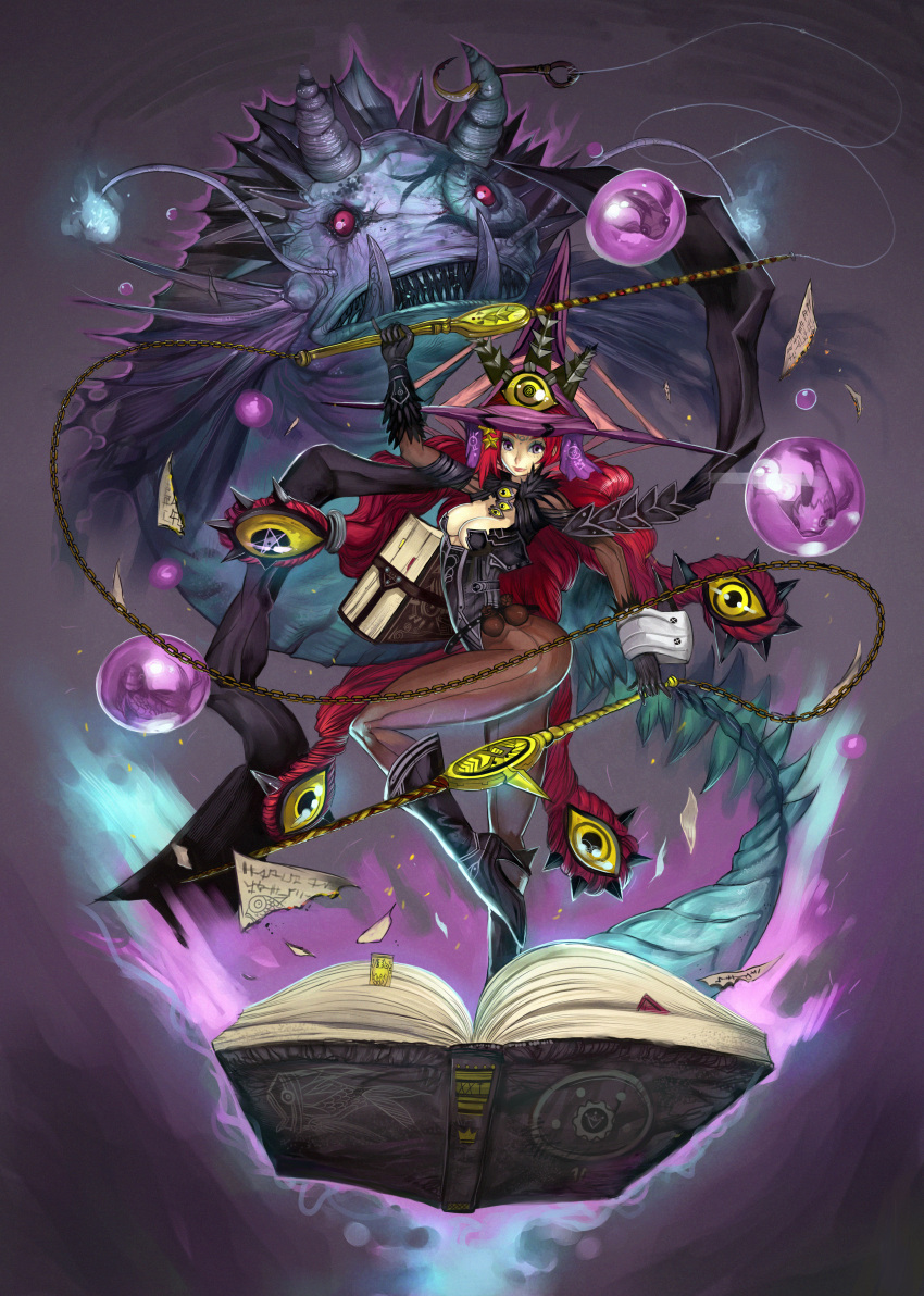 book, boots, breasts, chain, chains, cleavage, demon, fish