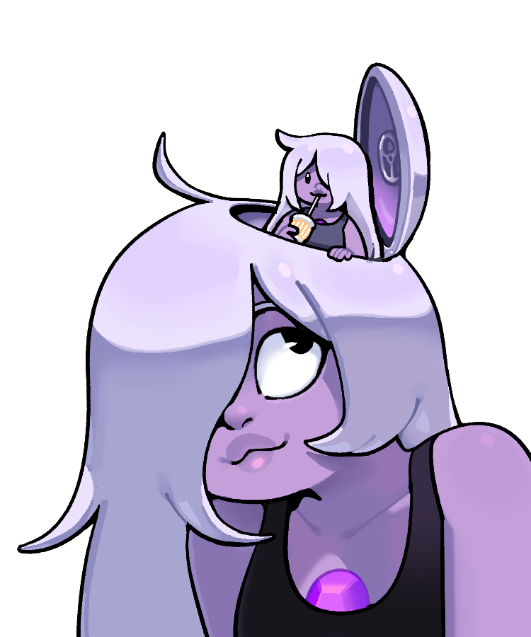 2girls, :3, amethyst_(steven_universe), chest_jewel, colored_skin, discount-supervillain, gem, lips