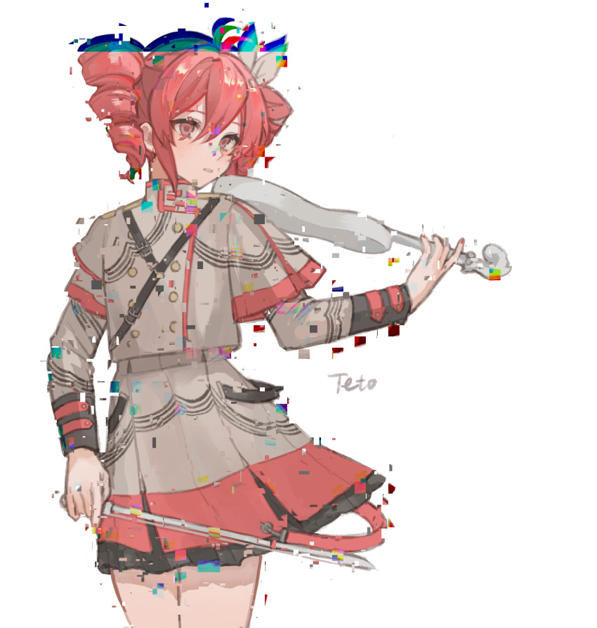 1girl, absurdres, ahoge, bow_(music), character_name, chinese_commentary, commentary_request, cowboy_shot