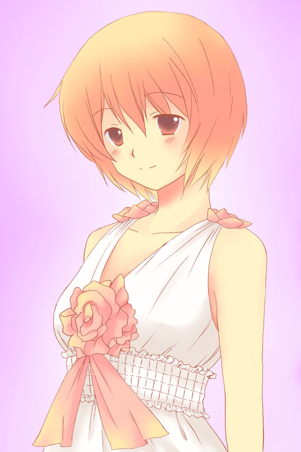 bad_id, blush, dress, kashimashi, orange_eyes, orange_hair, osaragi_hazumu, short_hair