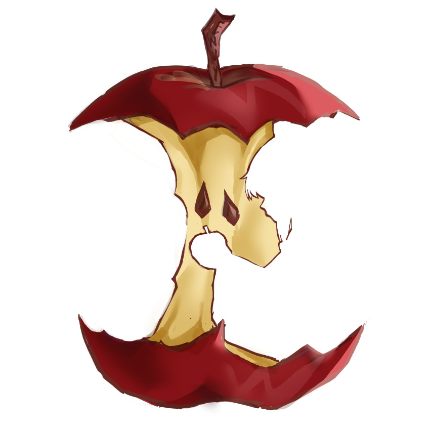 1girl, absurdres, apple, bad_apple!!, bitten_apple, blending, food, food_bite, fruit, hakurei_reimu, highres, holding, holding_food, holding_fruit, nonsense_envy, simple_background, solo, touhou, white_background