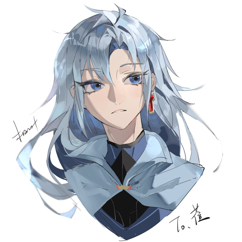 1girl, a_(xenoblade), blue_eyes, chinese_commentary, commentary_request, core_crystal_(xenoblade), earrings, eyelashes