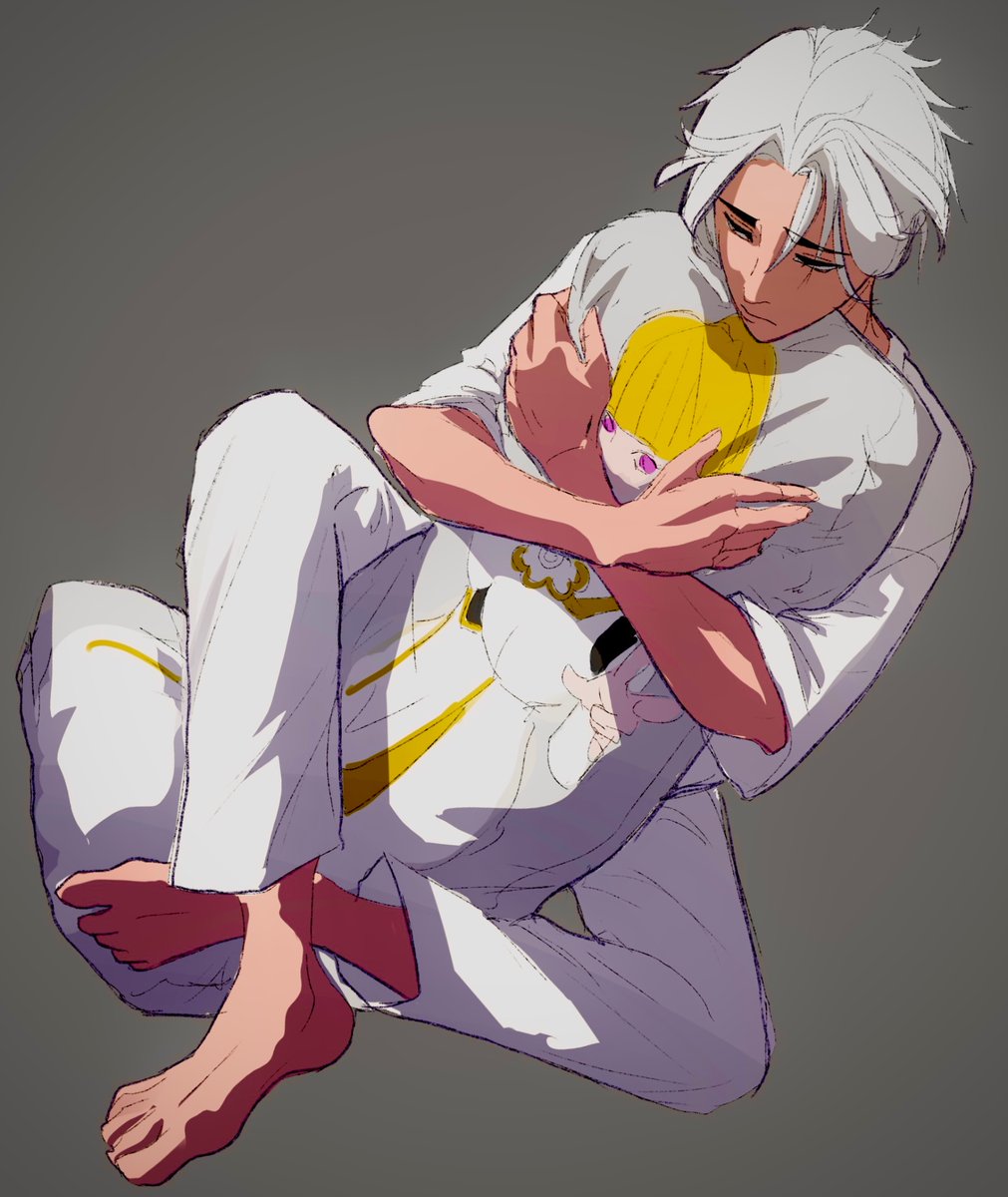 1boy, barefoot, body_pillow, brown_eyes, character_pillow, commentary, curtained_hair, gyunyu_(zfg78dvit988834)