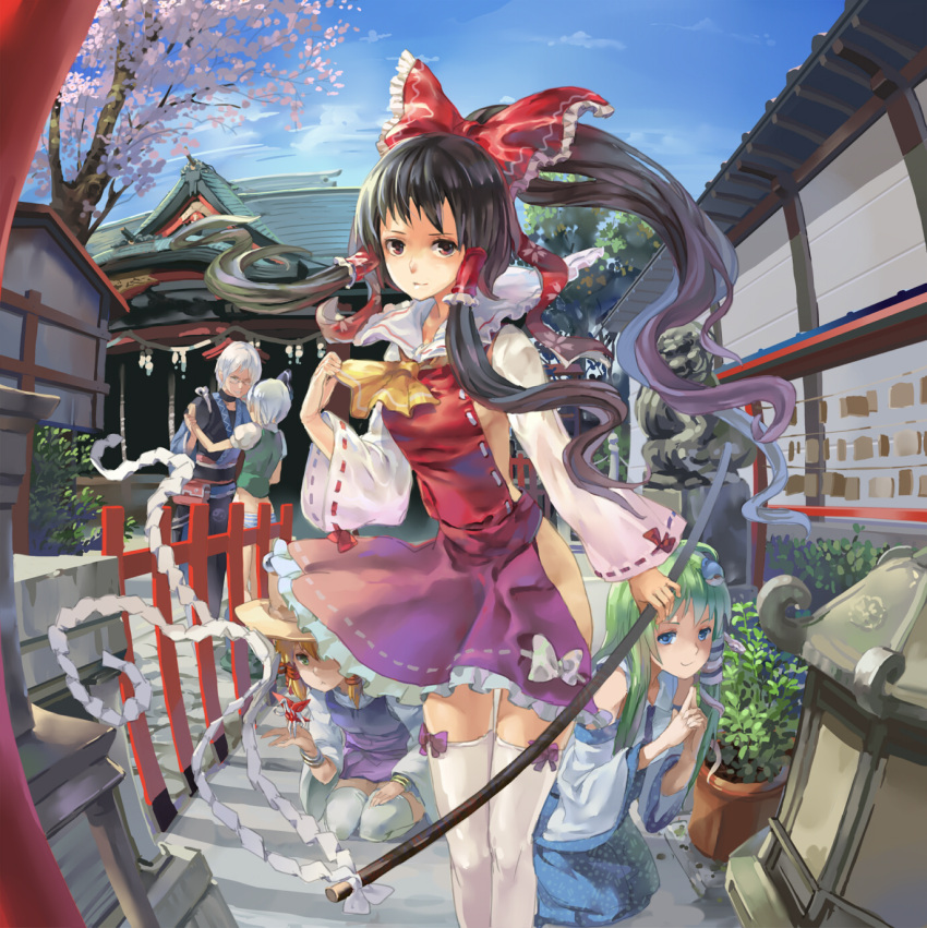 77gl, :<, apron, ascot, blonde_hair, blue_eyes, bow, brown_eyes
