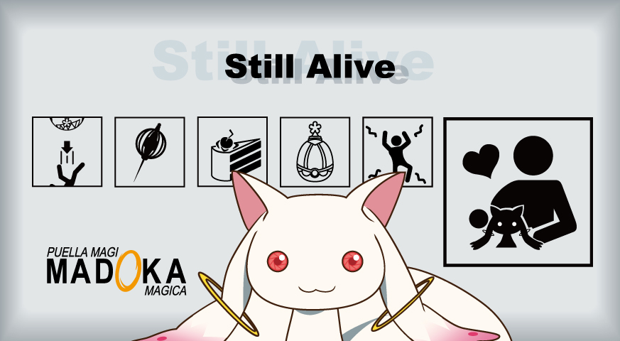 arrow, cake, charlotte_(madoka_magica), crossover, english, food, grief_seed, heart, kyubey, mahou_shoujo_madoka_magica, parody, portal, red_eyes, soul_gem, spoilers, symbol-shaped_pupils, yamada_marin