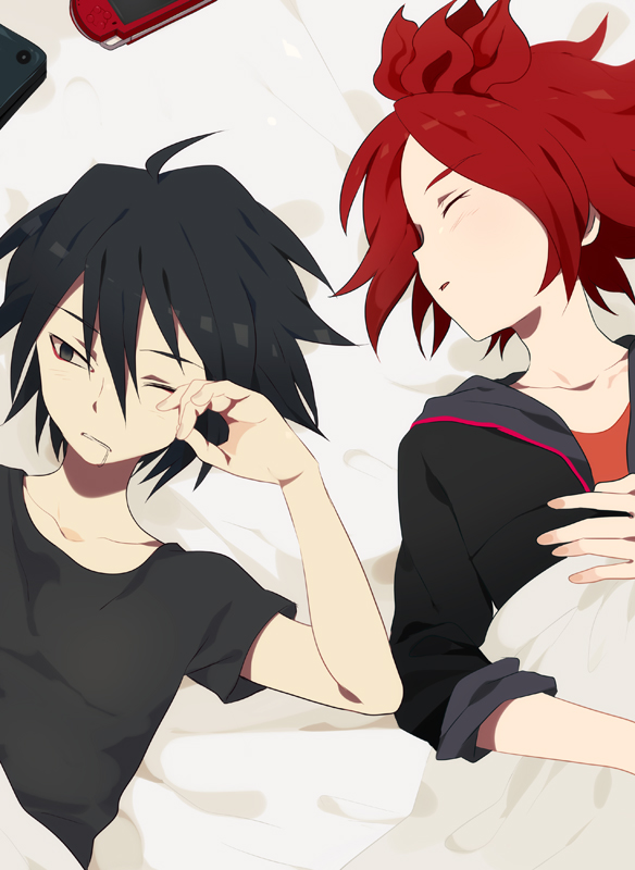 bad_id, black_hair, closed_eyes, eska_bamel, eyes_closed, grey_eyes, harano, inazuma_eleven