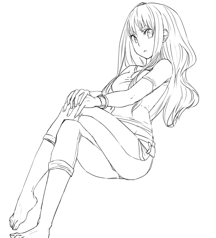 barefoot, bracelet, capri_pants, crossed_legs, error, face, feet, hands