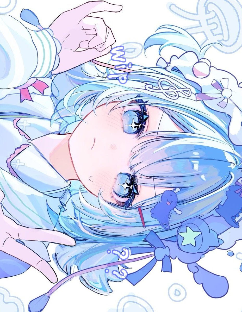 +_+, 1girl, blue_eyes, blue_hair, blush, closed_mouth, collared_shirt, commentary