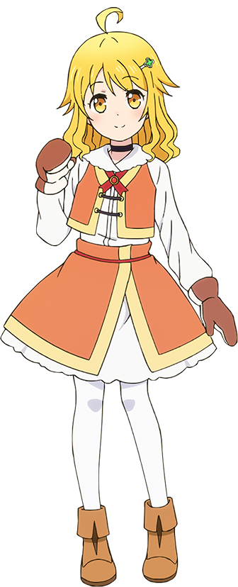 1girl, ahoge, anime_coloring, blonde_hair, blush, boots, brown_boots, brown_mittens