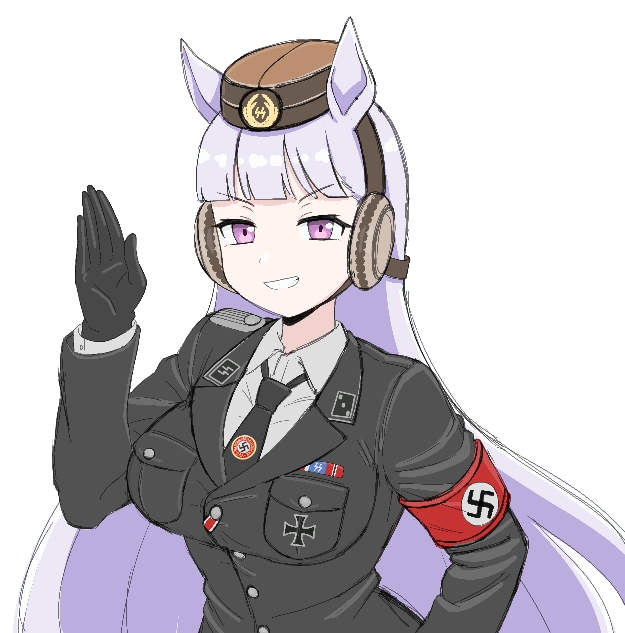 1girl, animal_ears, armband, black_cat03, black_gloves, black_necktie, collar_tabs, collared_shirt
