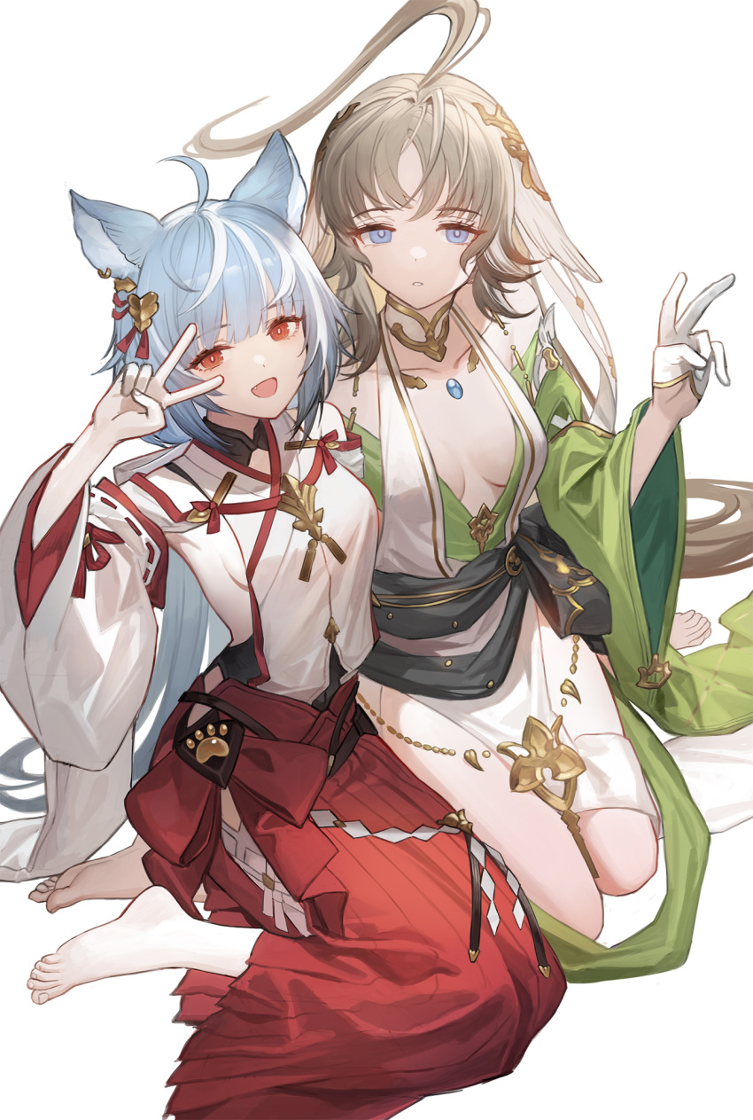 22_(291085645), bhaisa_(granblue_fantasy), blue_eyes, boots, breasts, brown_hair, erune, gloves, granblue_fantasy, grey_hair, half_gloves, highres, long_hair, looking_at_viewer, medium_breasts, open_clothes, shukra_(granblue_fantasy), simple_background