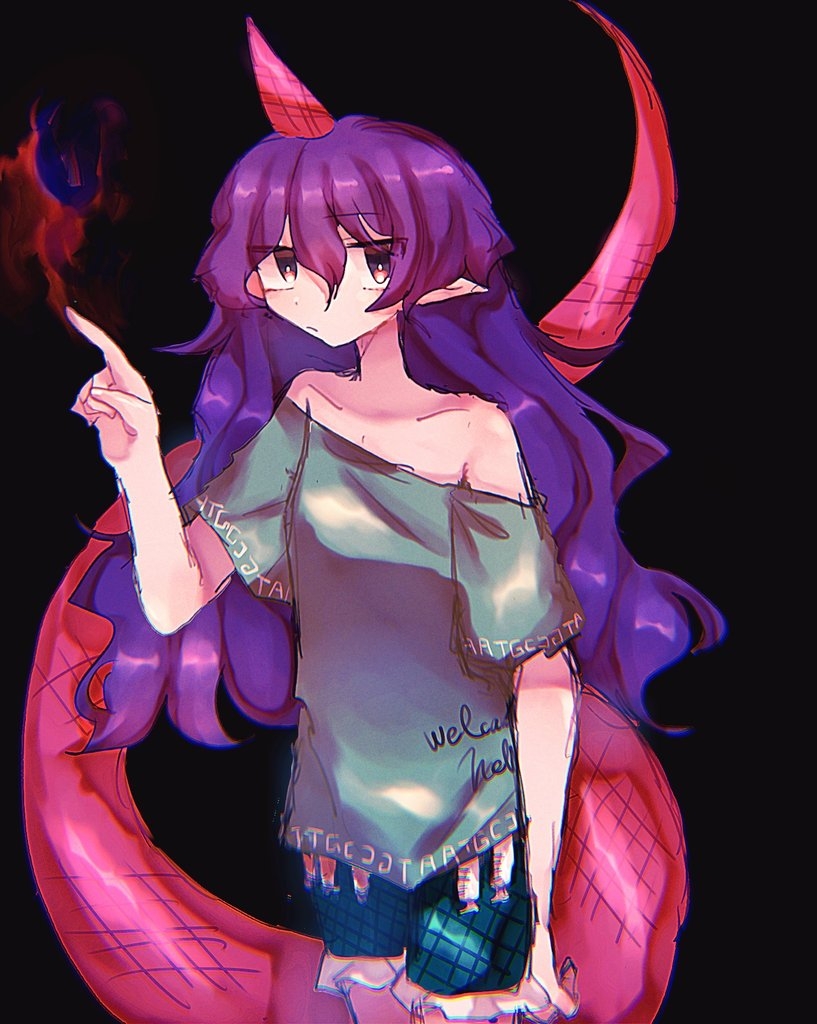 1girl, black_background, blue_shorts, closed_mouth, collarbone, expressionless, green_shirt, hair_between_eyes