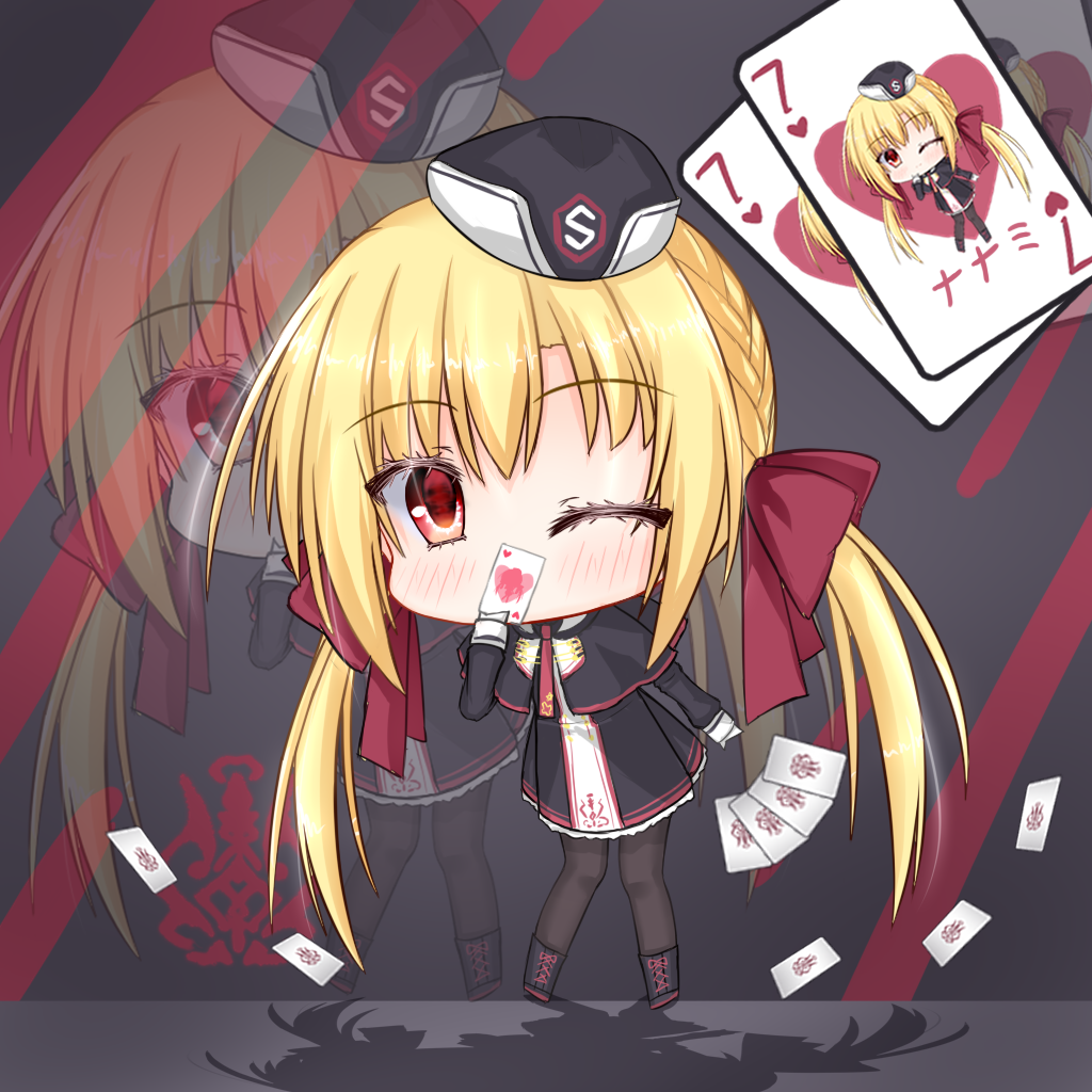 1girl, ace_(playing_card), ace_of_hearts, arihara_nanami, black_boots, black_capelet, black_dress, black_pantyhose