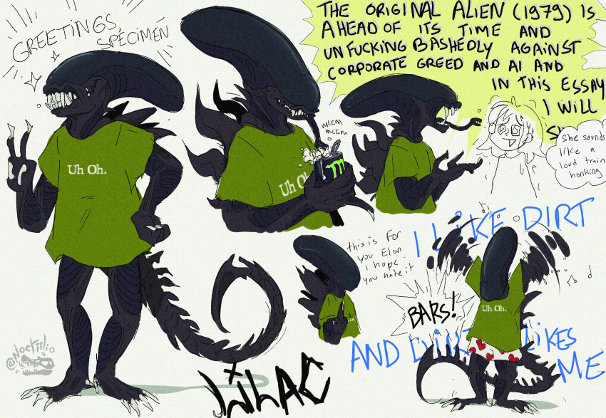 1girl, @_(symbol), alien, alien_(1979), alien_(series), armor, artist_name, claws