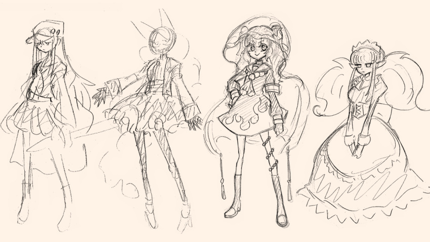 akujiki-san_no_gohan, animal_ears, ankle_boots, apron, armband, back_bow, badge, beads