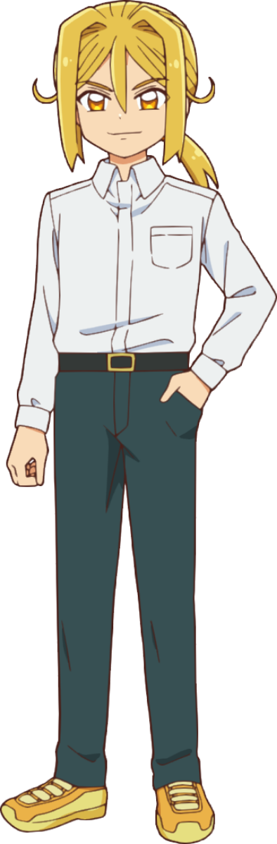 1boy, anime_coloring, arm_at_side, artist_request, belt, belt_buckle, blonde_hair, breast_pocket