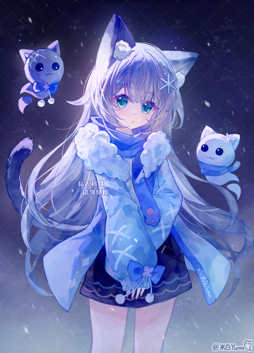 1girl, :o, absurdres, animal_ear_fluff, animal_ears, blush, chinese_commentary, chinese_text