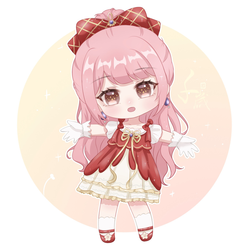 1girl, absurdres, ankle_socks, argyle_bow, bead_bracelet, beads, blunt_bangs, border