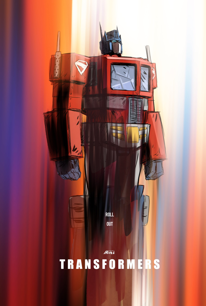 1980s_(style), absurdres, autobot, blue_eyes, commentary, dc_comics, english_commentary, exhaust_pipe