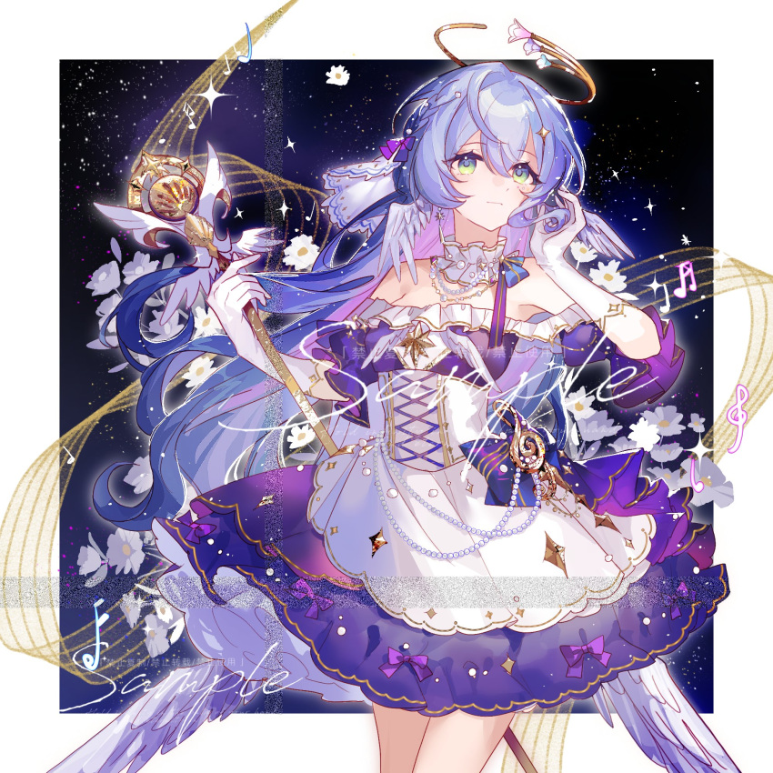 1girl, alternate_costume, aqua_eyes, bare_shoulders, detached_sleeves, dress, earrings, gloves