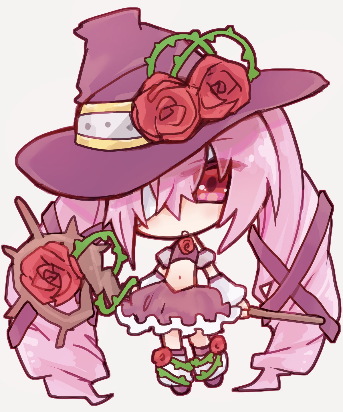1girl, bandage_over_one_eye, bandages, boots, chibi, detached_sleeves, drill_hair, emil_chronicle_online