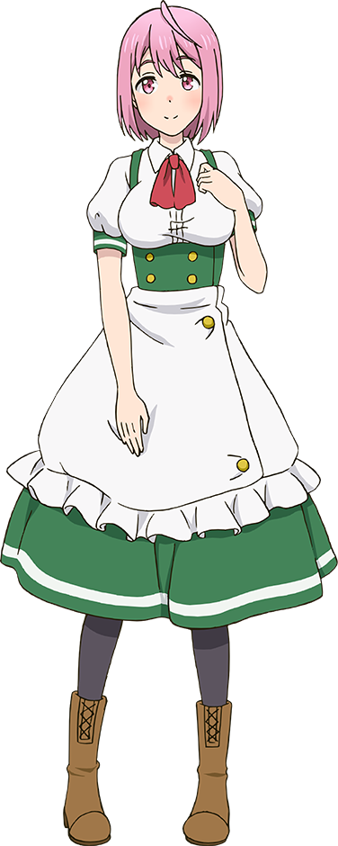 1girl, anime_coloring, apron, arm_up, ascot, black_thighhighs, blush, boots
