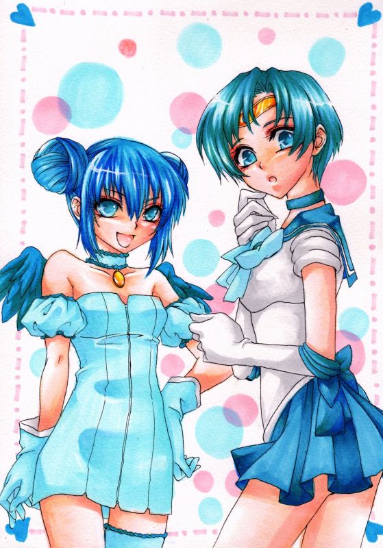 aizawa_mint, bare_shoulders, bishoujo_senshi_sailor_moon, blue, blue_eyes, blue_hair, choker, color_connection