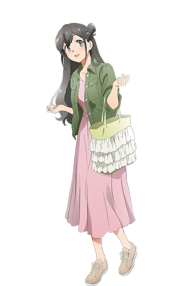 1girl, anime_coloring, bag, black_hair, blush, breasts, brown_eyes, clenched_hands