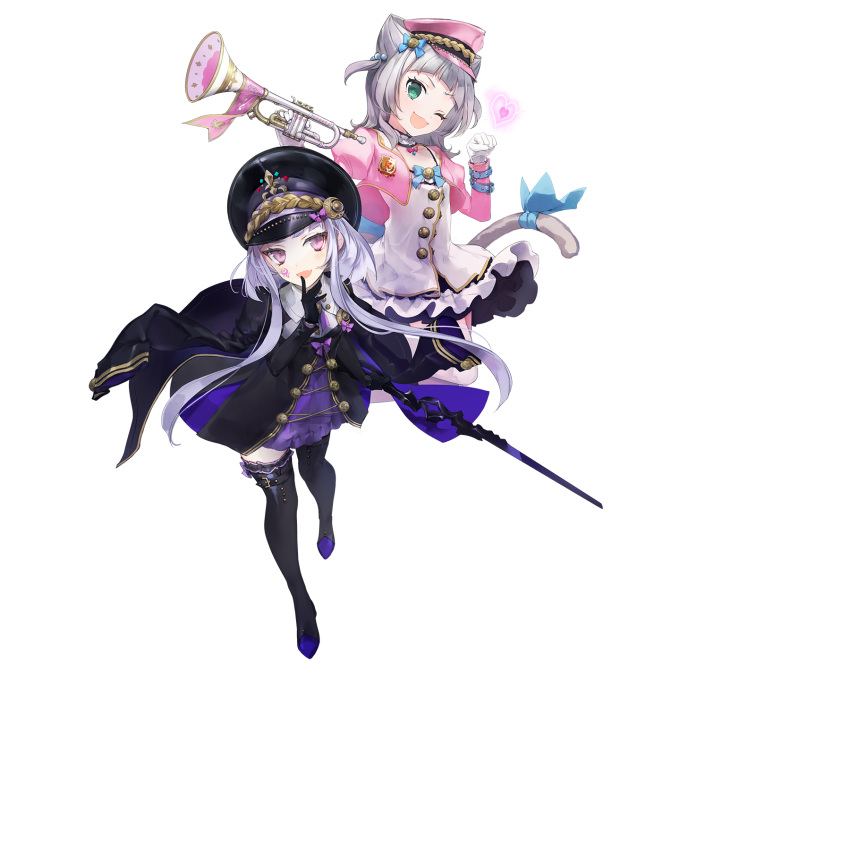 alternate_costume, arcaea, black_gloves, black_hat, black_pantyhose, black_shirt, cat_tail, cierra_(ra-bit)