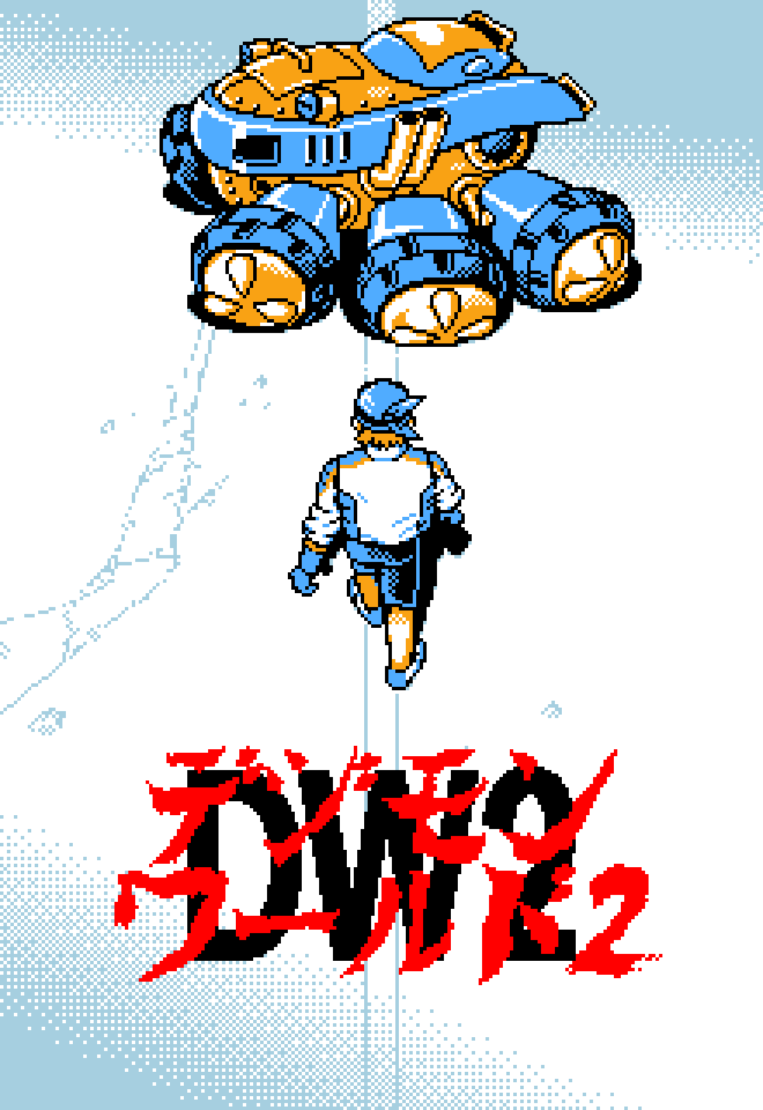 1boy, akira_(digimon_world_2), akira_(manga), akira_movie_poster, bandana, blue_bandana, copyright_name, digimon_world_2