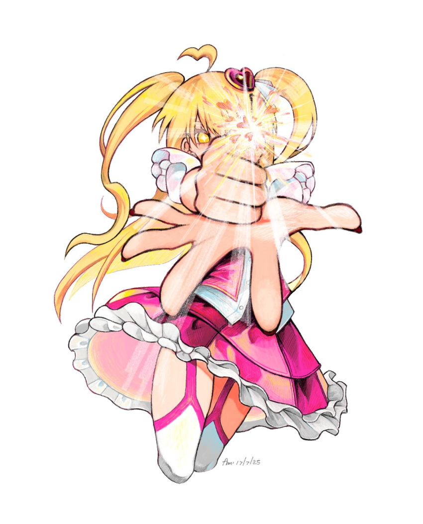 1girl, ahoge, amithesmolsatan, blonde_hair, commentary, covered_mouth, don_quixote_(project_moon), dress