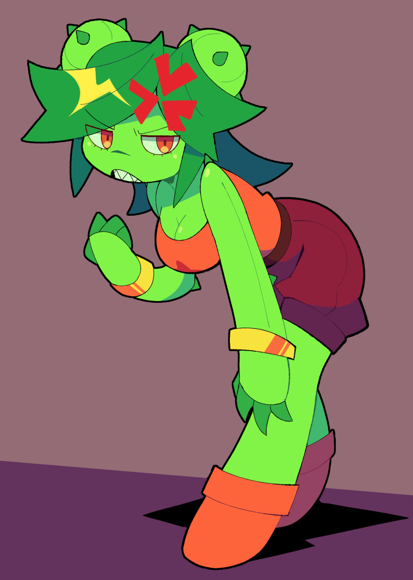1girl, bacun, breasts, cactus_girl, claws, colored_skin, green_hair, green_skin