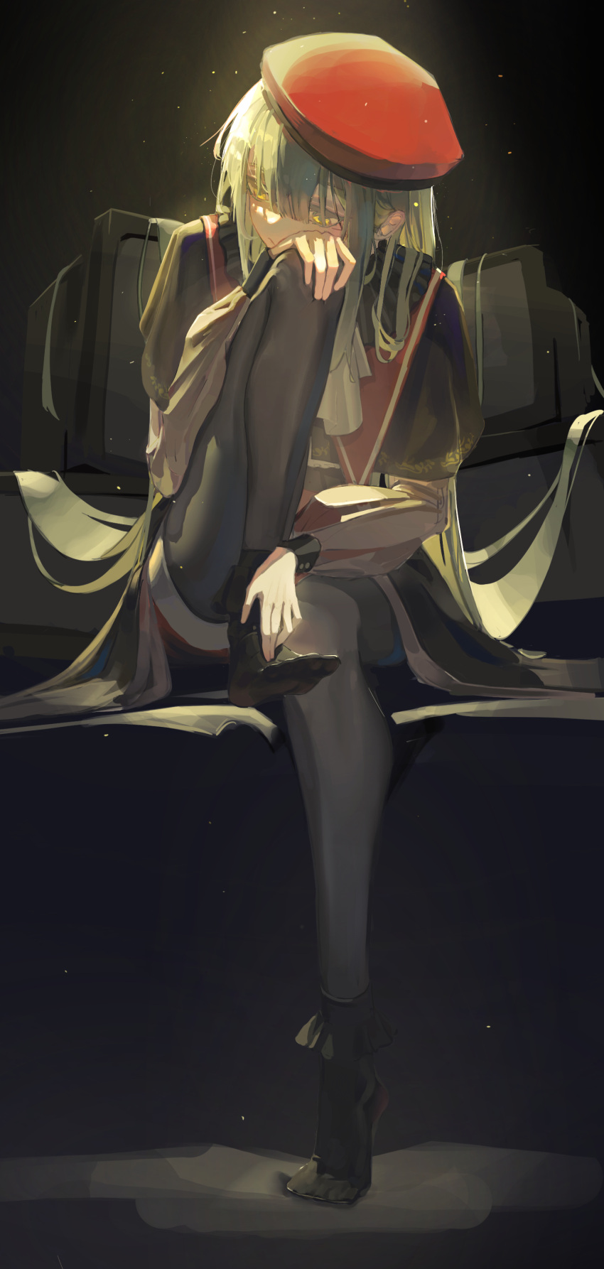 1girl, absurdres, bang_dream!, bang_dream!_it's_mygo!!!!!, beret, black_capelet, black_pantyhose, black_socks