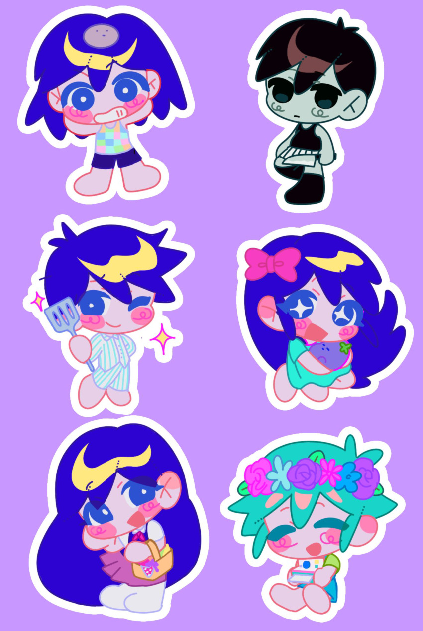 +_+, 2girls, 4boys, :d, ;), ^_^, absurdly_long_hair, antenna_hair