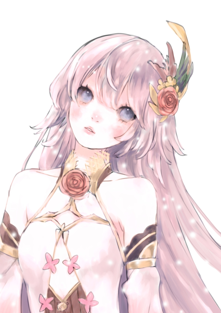 1girl, bare_shoulders, blackblackblack, blue_eyes, cleavage_cutout, clothing_cutout, collarbone, detached_sleeves