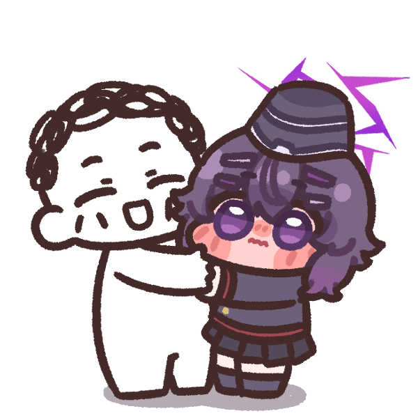 1boy, 1girl, blue_archive, blush_stickers, bugi_33, chibi, chibi_only, facing_another
