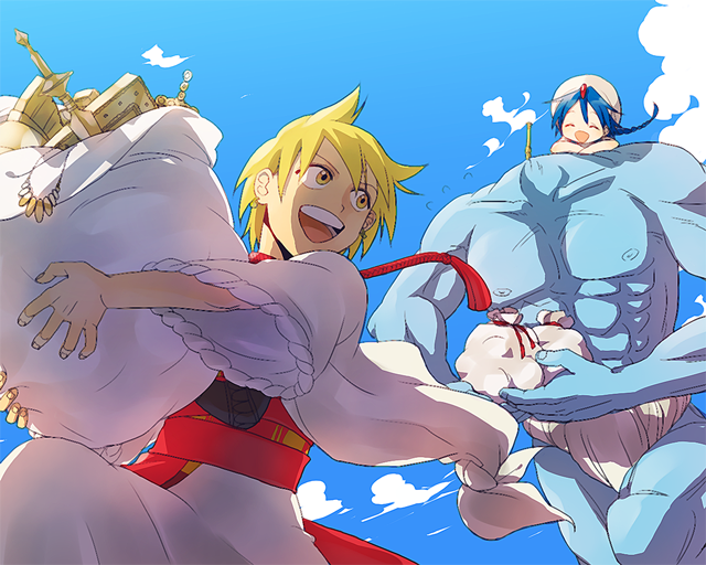 ali_baba_saluja, blonde_hair, blue_hair, braid, flute, headless, holding, instrument