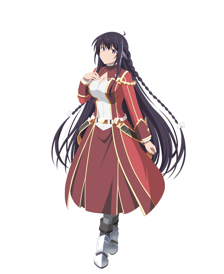 1girl, ahoge, anime_coloring, armor, belt, black_hair, braid, breasts