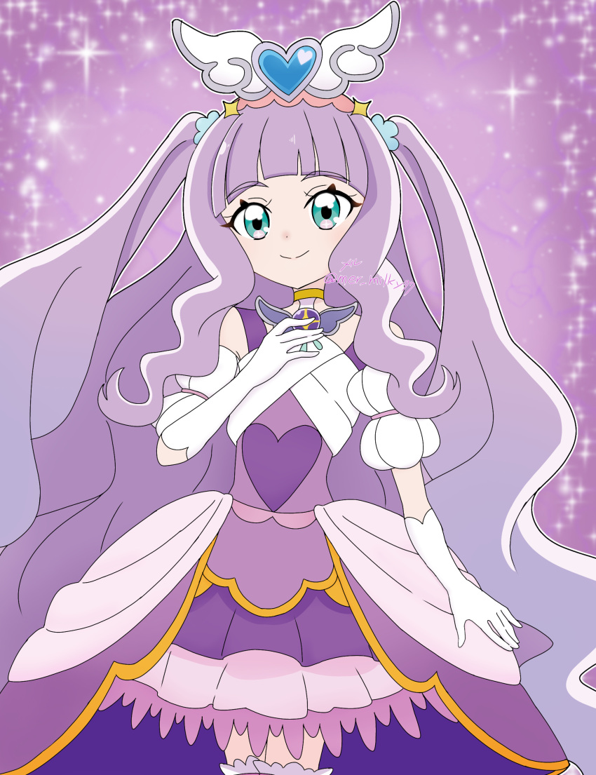 1girl, absurdres, aqua_eyes, arched_bangs, artist_name, bare_shoulders, brooch, choker