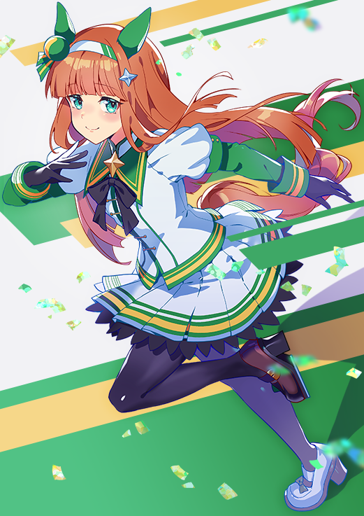 1girl, animal_ears, asymmetrical_footwear, black_gloves, black_pantyhose, blue_eyes, closed_mouth, ear_covers