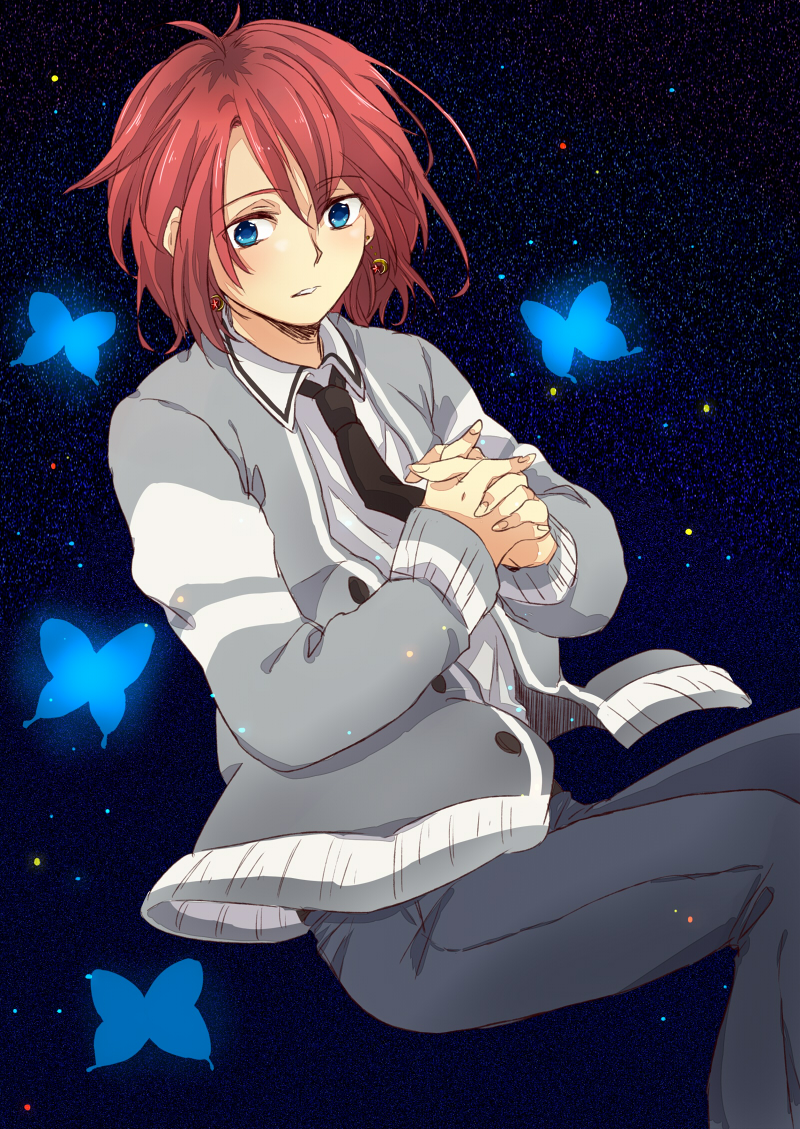 blue_eyes, butterfly, hino_(gonta523), houkago_no_pleiades, jacket, male, minato_(houkago_no_pleiades), necktie