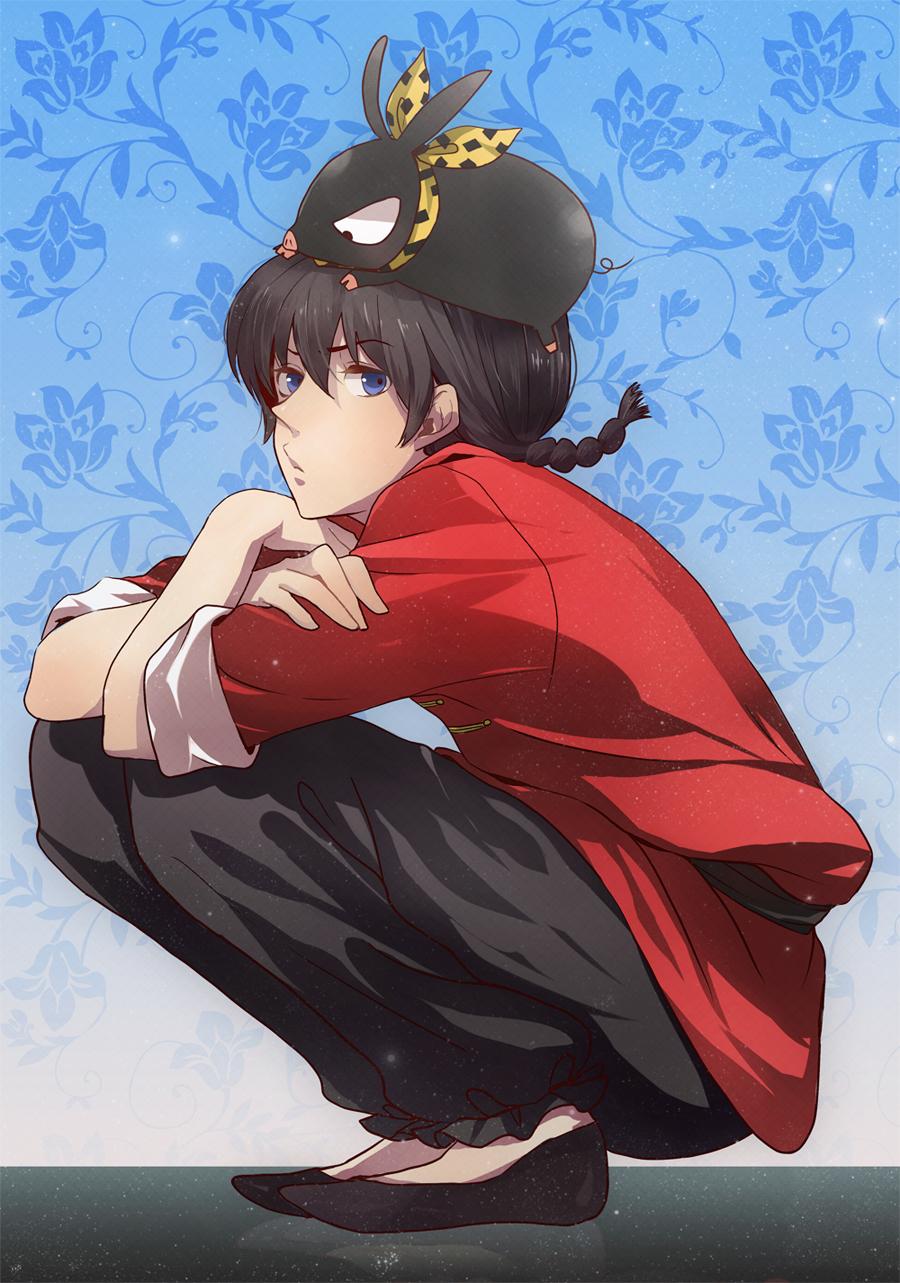 black_hair, blue_eyes, braid, chinese_clothes, hibiki_ryoga, hibiki_ryouga, highres, long_hair