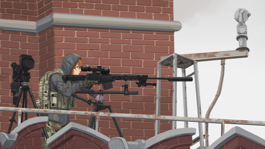 10k, absurdres, aiming, brick_wall, camera, camouflage, camouflage_pants, chukavin_svch