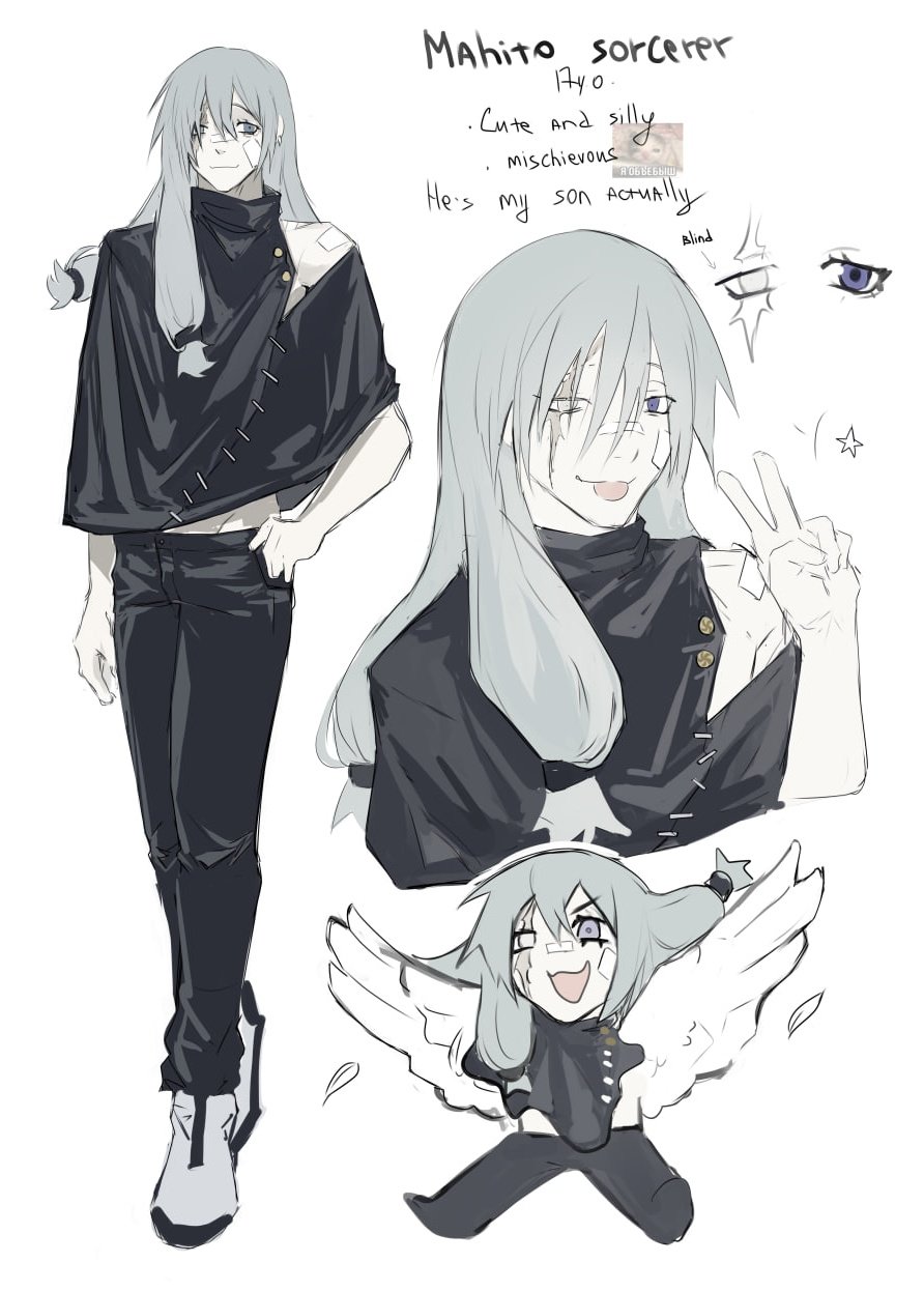 1boy, ;p, bandaid, bandaid_on_face, bandaid_on_shoulder, black_pants, blind_eye, blue_eyes