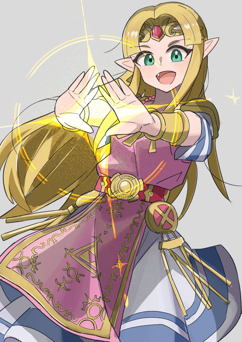 1girl, absurdres, armor, belt, blonde_hair, blue_eyes, dress, earrings
